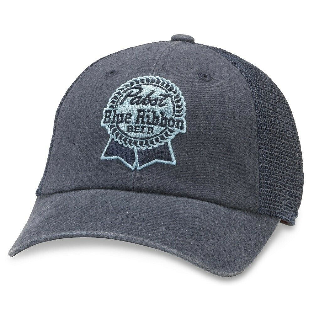 PBR Pabst Blue Ribbon Beer Adjustable Snapback Trucker Hat Grey Hats