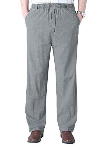 Soojun Mens Seniors Solid Loose Fit Elastic Casual Pants, Medium Gray ...