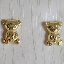 18K YELLOW GOLD EARRINGS MINI BEAR, BEARS POLISHED FOR KIDS CHILD MADE IN ITALY image 1