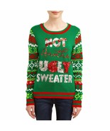 Women&#39;s Green Not Another Ugly Christmas Sweater Juniors - $28.87