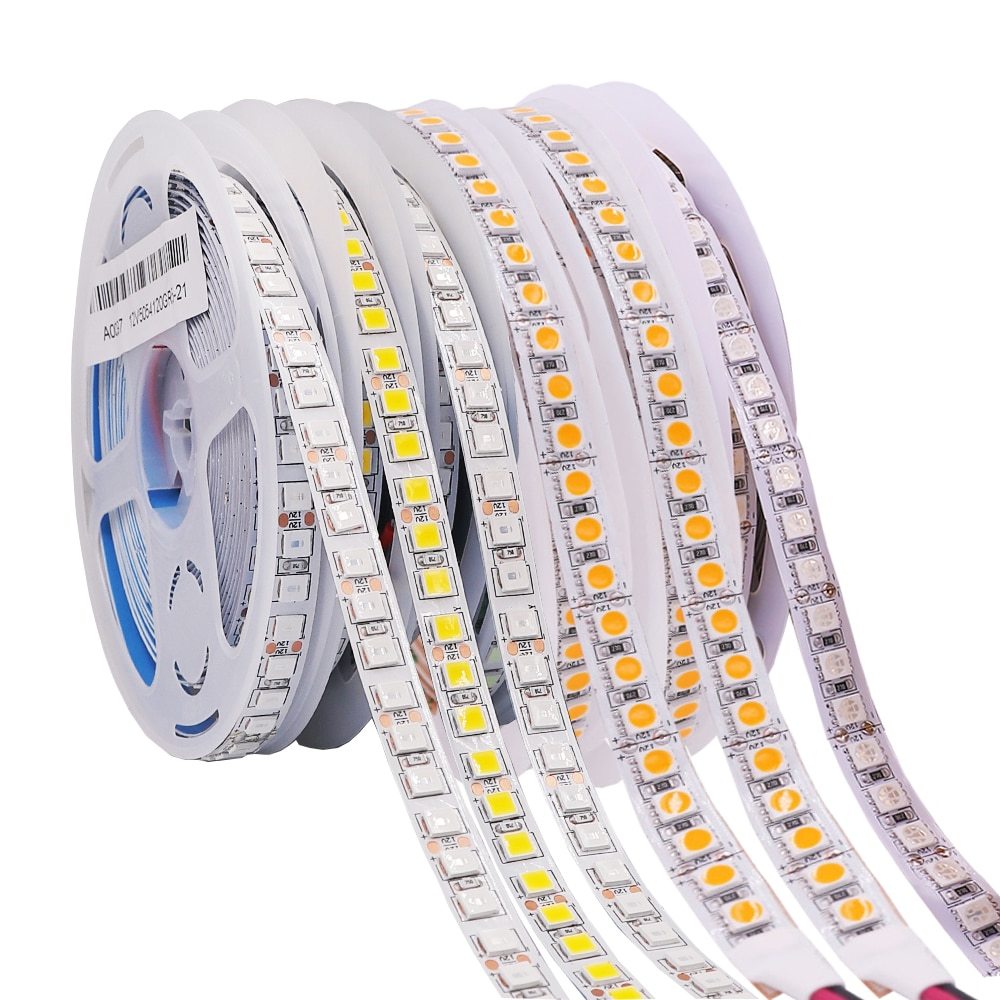 5M LED Strip LED Lights SMD 5050 5054 Diode Tape Waterproof Ribbon 12V 2835 Flex