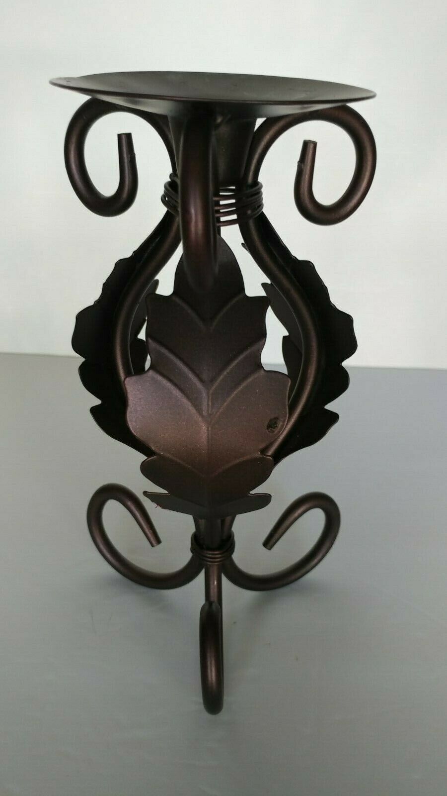 METAL SCROLL CANDLEHOLDER ANTIQUE BRONZE FOR PILLAR OR TAPER CANDLE 8