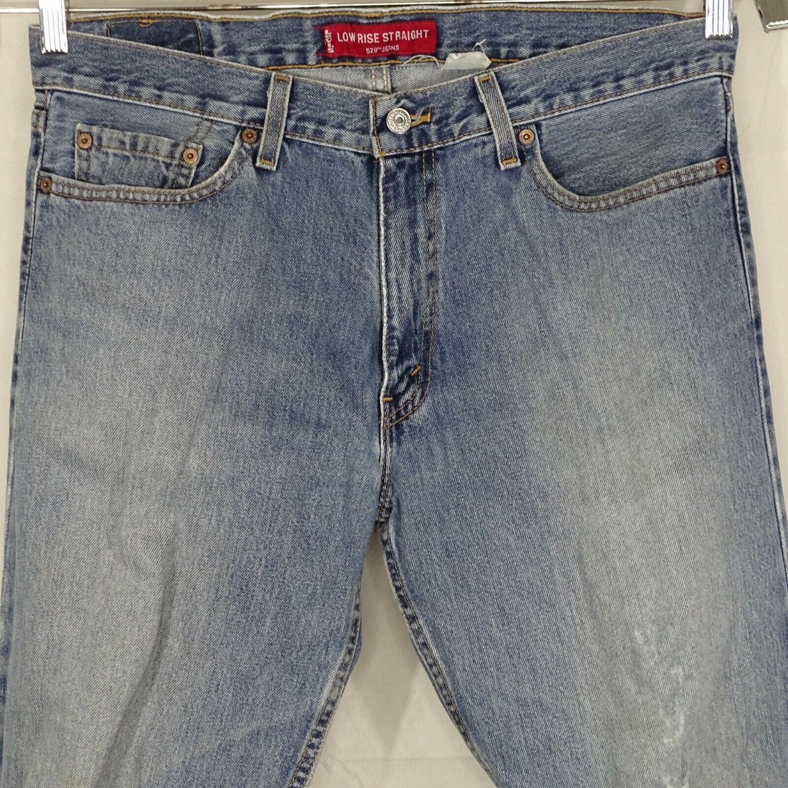Levis 529 Low Rise Straight Jeans Men Size 34 x 32 Light Wash RIPPED ...