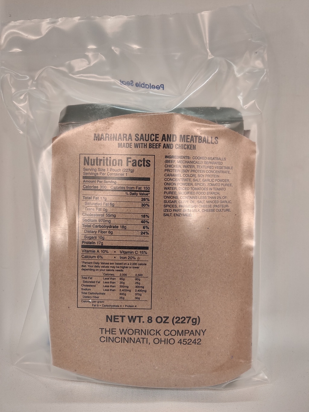 Wornick TOTM MRE's Meals Packed 20202021 Marinara Sauce and