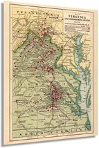 1912 American Civil War Battle Map - Vintage Map of Virginia and Neighbo... - $34.99+
