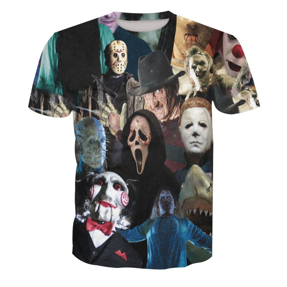 Image of Yosinacos Men's Halloween Jigsaw Killer Billy Horror Cosplay Costume T-Shirt
