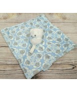 Blankets &amp; Beyond Plush White Teddy Bear Lovey Security Blanket Blue Gra... - $17.45