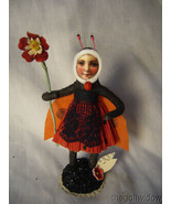 Vintage inspired Spun Cotton Ornament Ladybug Girl no. E47 B - $43.99