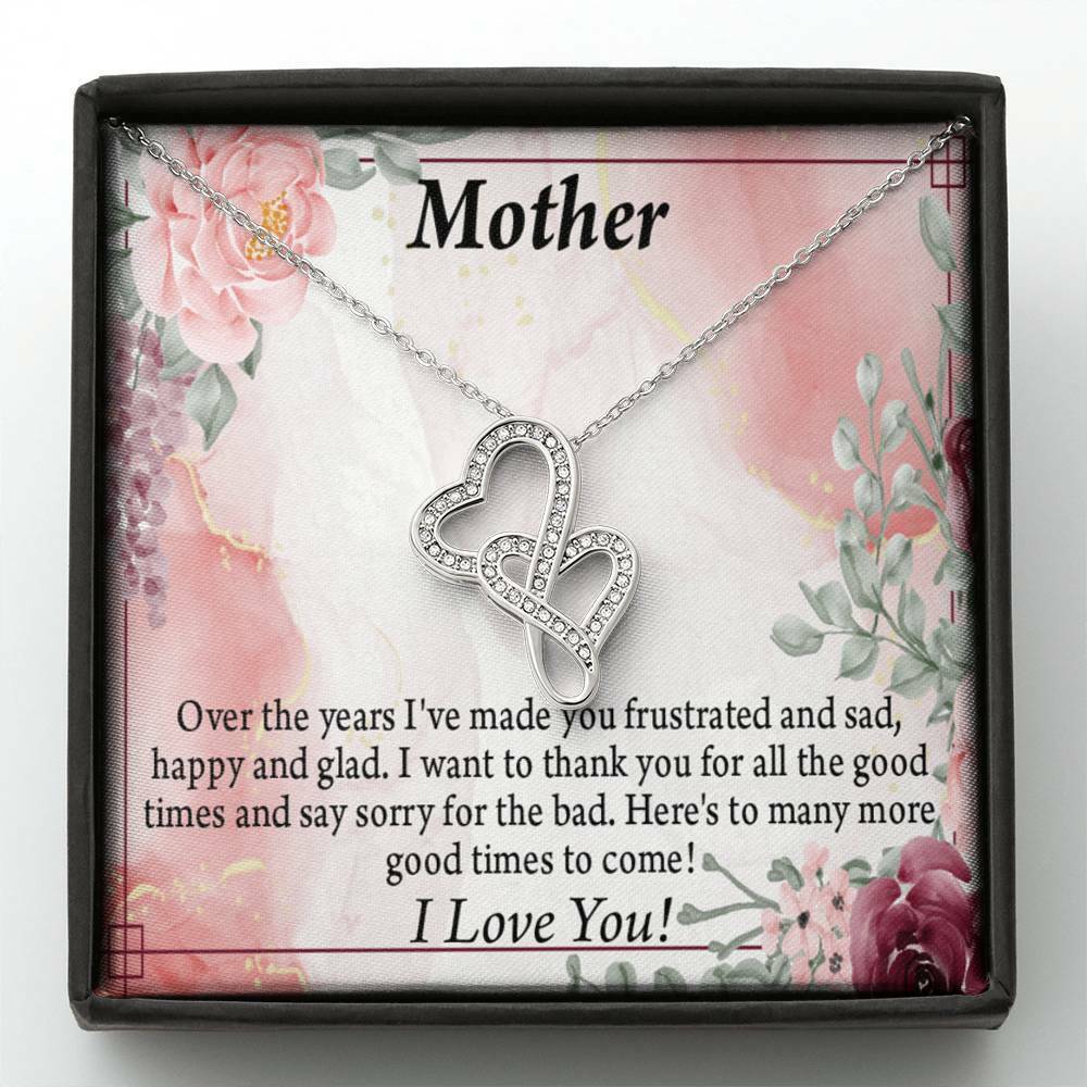 To MOTHER more Good Times Double Heart Necklace Message Card From Son Daughter