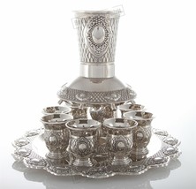 Shabbat Nickel Wine Kiddush Cup Fountain Goblet Israel Judaica Kabbalah - $127.59