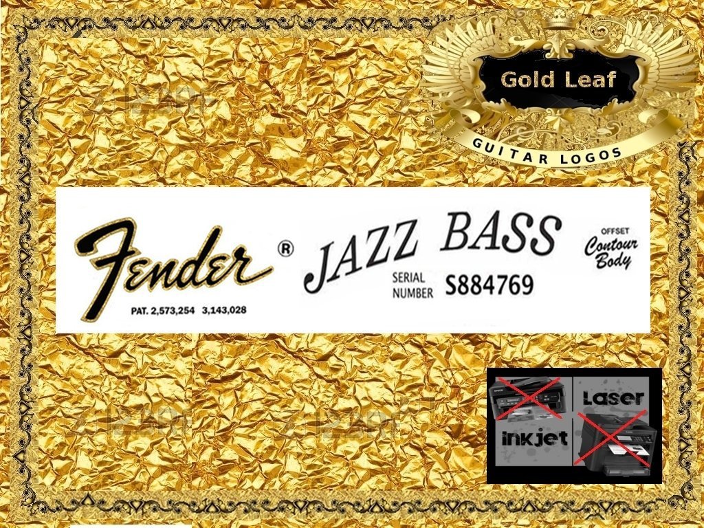 Fender Jazz Bass Guitar Decal Inlay Headstock Sticker Waterslide Logo