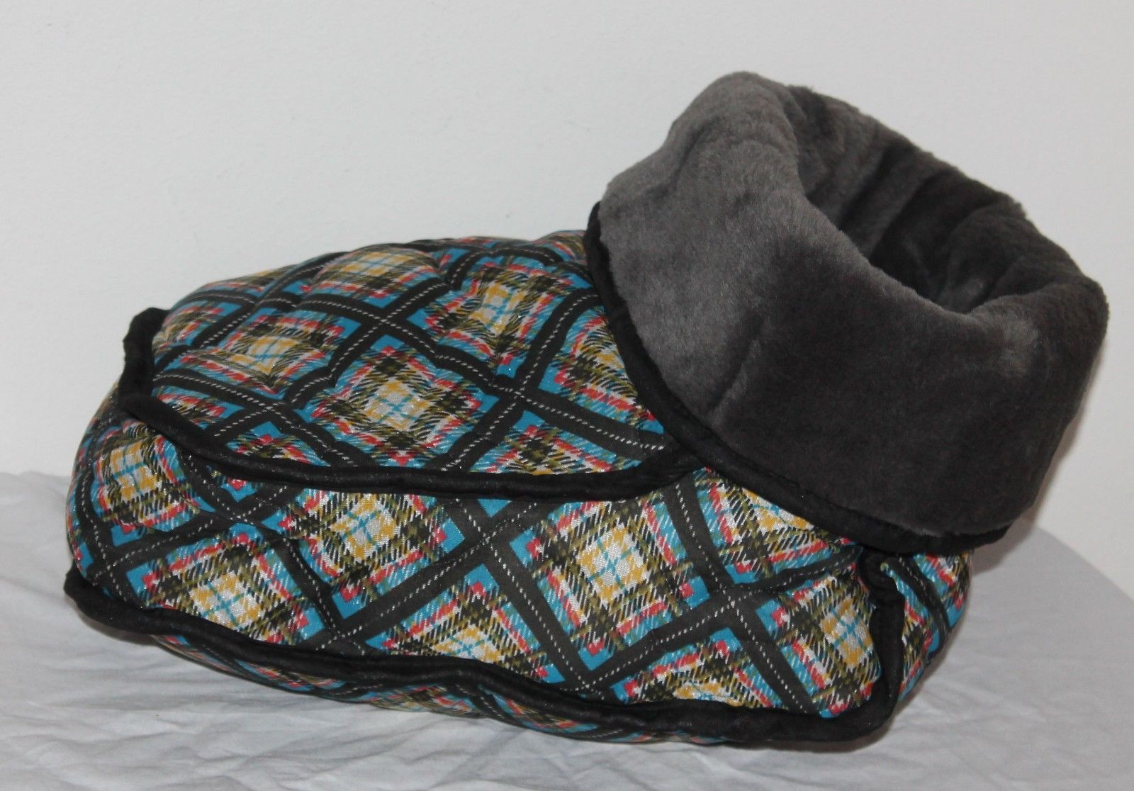 Foot Sack Quilted Warmer Two-Footed Slipper Muff Plaid VTG 60s Stadium ...