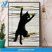 Black Cat Climbing Out Window Canvas And Poster - $49.99