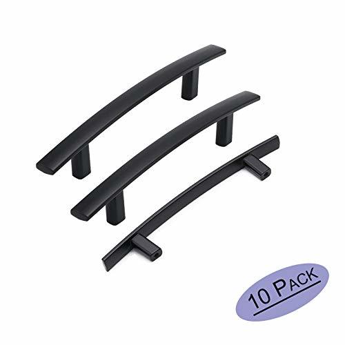 goldenwarm 10 Pack Kitchen Cabinet Pulls Matte Black Curved Cabinet ...