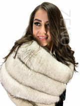 Natural Fox Fur Shawl 47' (120cm) Saga Furs Fox Collar Ribbon Fur Wrap Wide Fur image 3