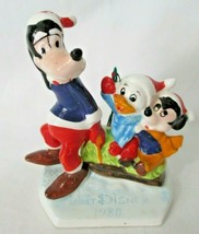 Schmid Disney Sleigh Ride 1980 First Edition Porcelain Ornament Goofy Mickey Don - $22.50