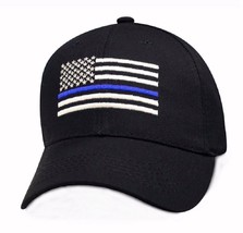 Police Thin Blue Line U.S. Flag Embroidered Cap Hat - New Fast Free Ship - $22.95