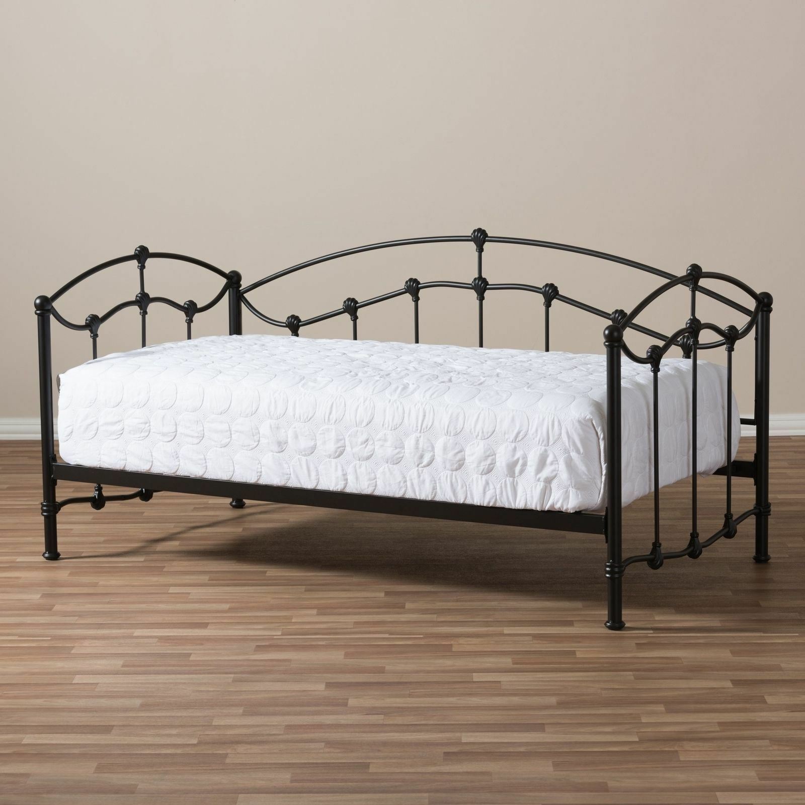 Black Metal Daybed Frame Twin Size Bed Victorian Shells Bedroom