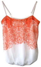 Anthropologie Hemmed In Embroidered Tank Large 10 12 Orange White Top Cami NWT - $69.00