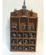 Twenty (20) Piece Pewter Figurine Collection w Hanging Shadowbox Display... - $143.50