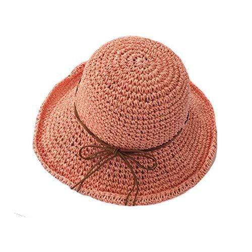 PANDA SUPERSTORE Floppy Wide Brim Bucket Hat Foldable Straw Hats Women Summer, D