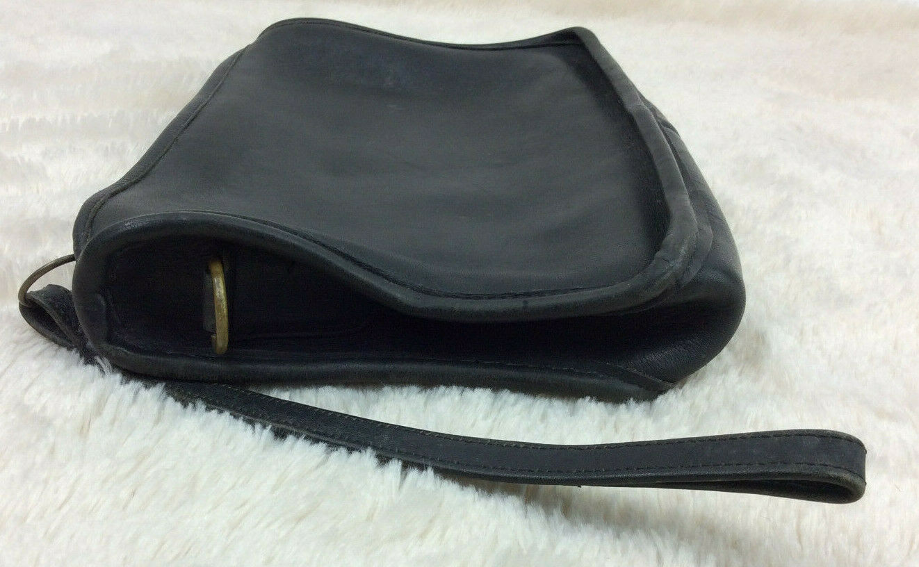 Coach Clutch Purse Leather Unisex Bag Wrist Strap Handbag Black Vintage - Women&#39;s Bags & Handbags