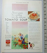 1931 Campbell&#39;s Tomato Soup Vintage Print Ad Steaming Cup Farmers Bushel... - $10.15