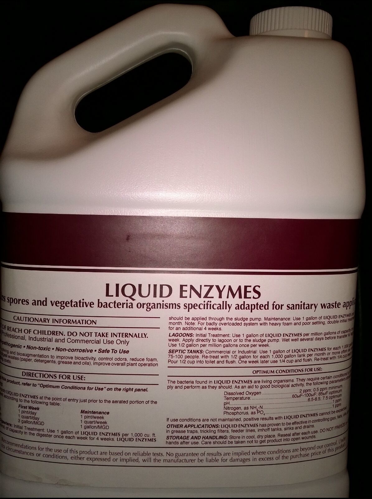 1 GAL ENZYME BACTERIA LEACH DRAIN FIELD OPENER CLEANER SEWER SEPTIC