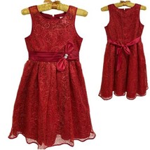 Bloome de Jeune Fille Sequine Red Holliday Mesh Trim Dress Girls size 14... - $18.81