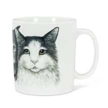 Cat Jumbo Mug Set of 4 Ceramic 16 oz 3 Kitten Faces Charlotte Nicolin Artist image 3