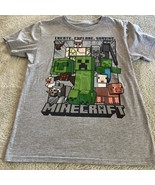 Mojang Minecraft Boys Gray Green Creeper Skeleton Pig Short Sleeve Shirt... - $12.25