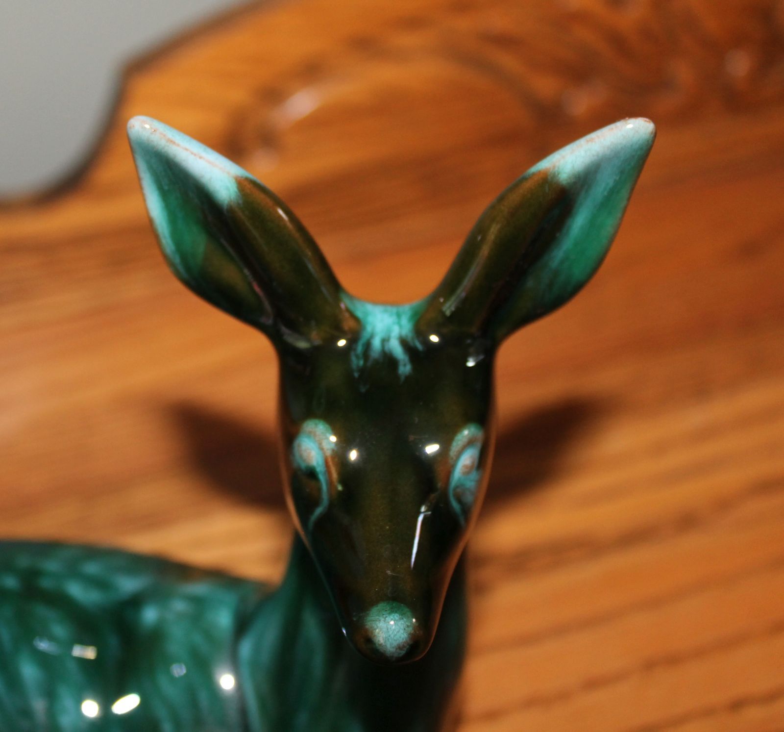 Vintage Blue Mountain Pottery BMP Green Glaze Resting Deer Figurine ...