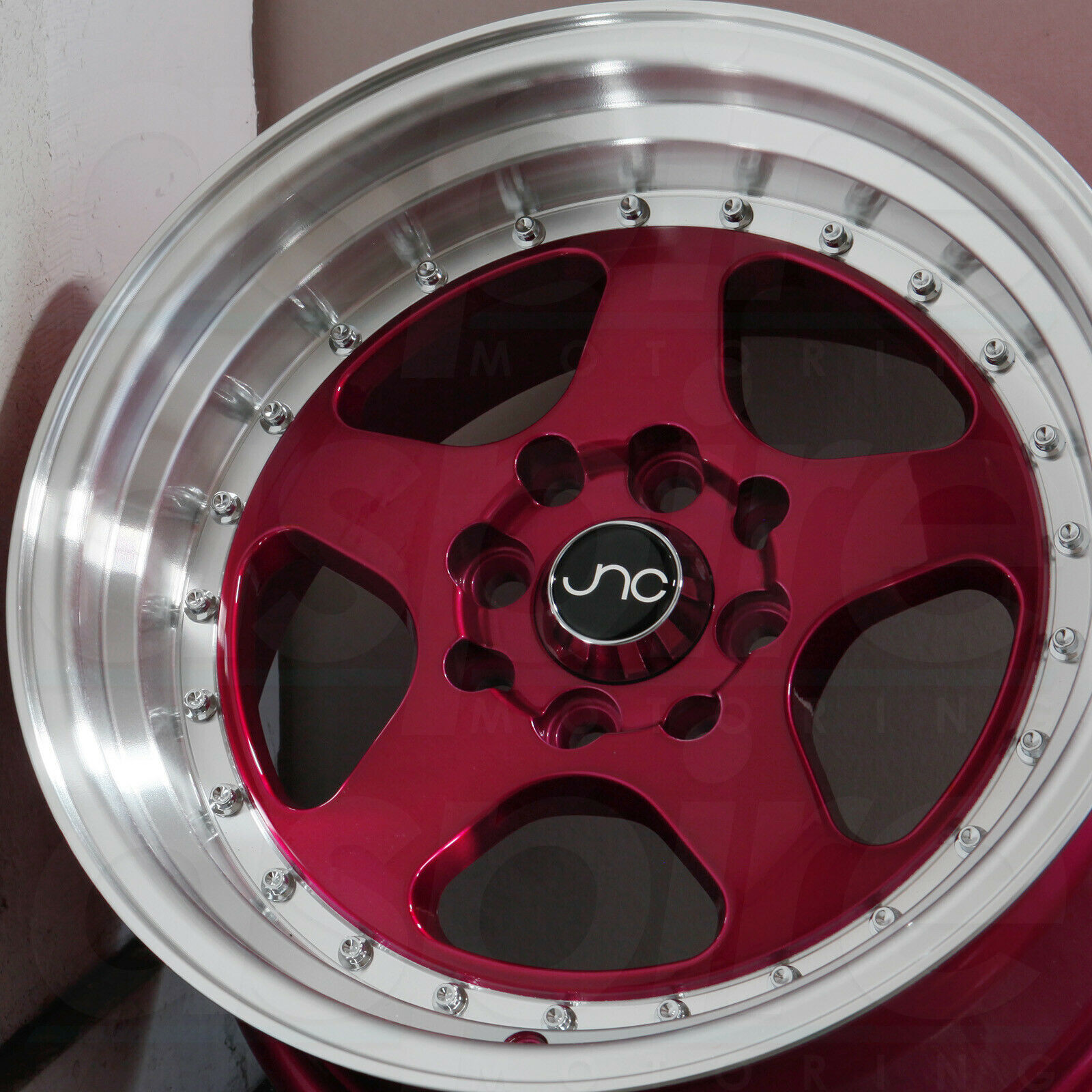 15x9 JNC 010 4x100/4x114.3 20 Candy Red Machine Lip Wheels Rims Set(4 ...