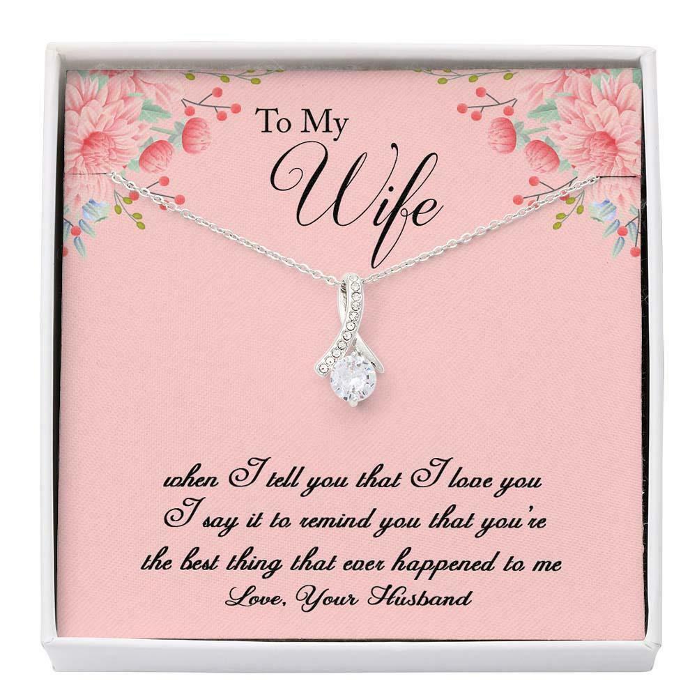 Necklace For Wife From Husband Alluring Ribbon 14K Gold Anniversary ...