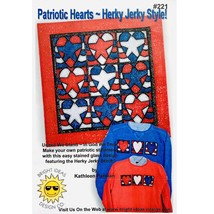 Stained Glass Flag Quilt Pattern Patriotic Hearts by Herky Jerky Style - $6.92