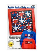 Stained Glass Flag Quilt Pattern Patriotic Hearts by Herky Jerky Style - $6.92