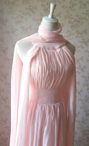 Baby Pink Halter Neck Sleeveless Maxi Cocktail Dress Chiffon Aline Evening Dress image 3