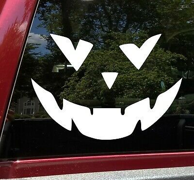 Pumpkin Face Vinyl Decal V4 - Halloween Creepy Smile Scary - Die Cut Sticker