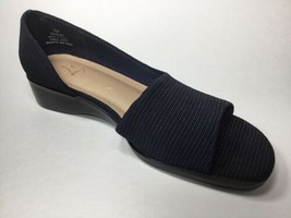 Lifestride Womens 7M Black Shoes Open Side & Toe Flats Mesh Peep - $16.32