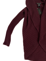 NWT Ralph Lauren Cashmere Blend Wrap Sweater Women Burgundy Cable Knit Small image 3