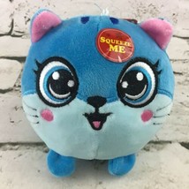 Fluffy Friends Squeezable Kitty Cat Plush Blue Round Stuffed Toy By Stress Gear - $14.84