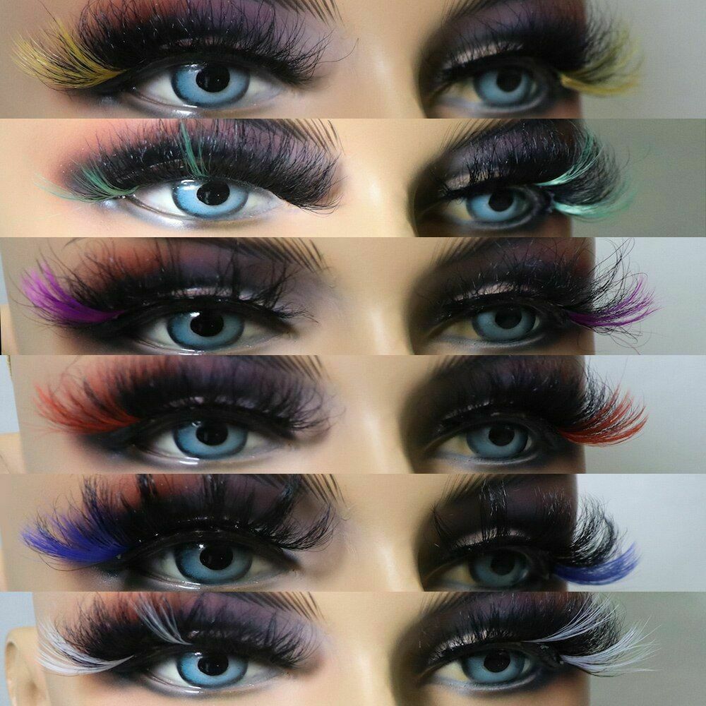 Faux Lashes Eyelashes Fluffy 3D Mixed Color Mink Dramatic 1pair