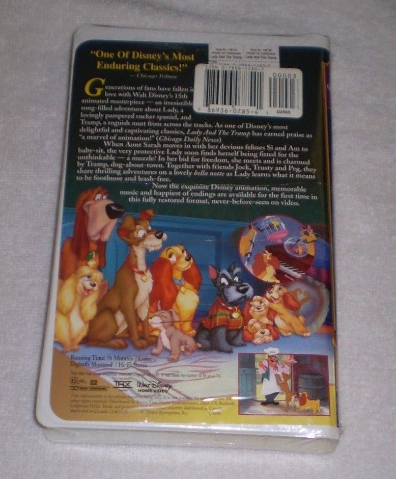 Walt Disney's Masterpiece Lady and the Tramp Hi-Fi Stereo THX - VHS Tapes