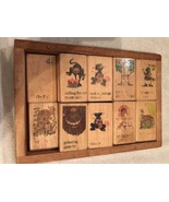 Vintage WOODEN BOX Containing 18  WOODEN NURSERY BLOCKS; Weighs 5 lbs; S... - $19.95