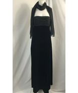 David Meister Black Velvet Strapless Fitted Formal Long Dress, Women&#39;s S... - $37.99