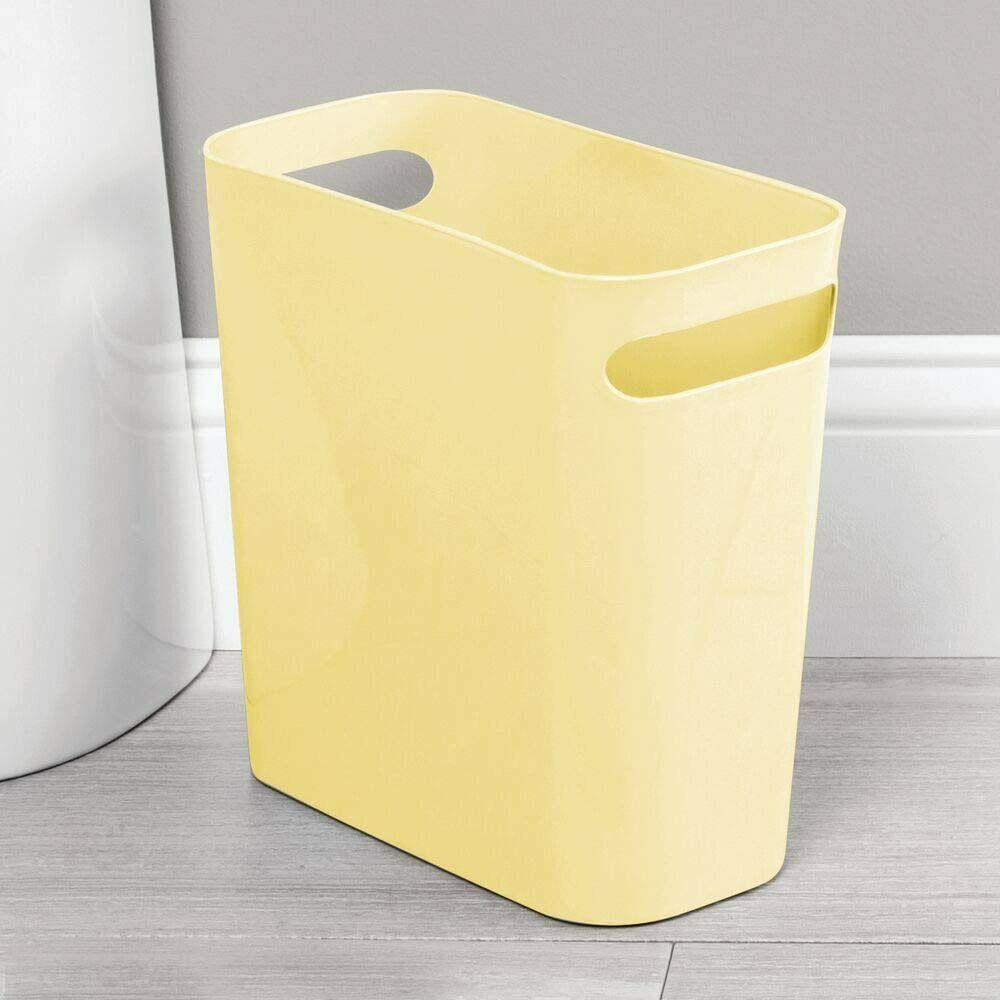 Modern Sleek Design Small 10 inch Tall Yellow Trash Can Wastebasket