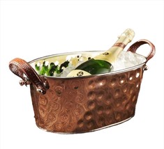 Ice Bucket with Handles Party Tub Copper Color Stainless Steel 16" Long Barbeque