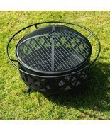 Fire Pit Wood Burning Steel Outdoor Bonfire Grill BBQ Screen Poker Cover... - £215.93 GBP