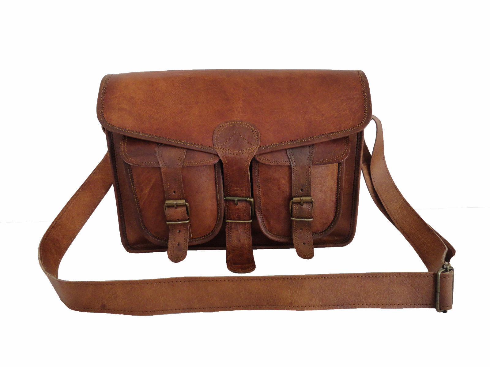 Vintage Leather Messenger Shoulder Bag Mens Laptop Satchel School ...