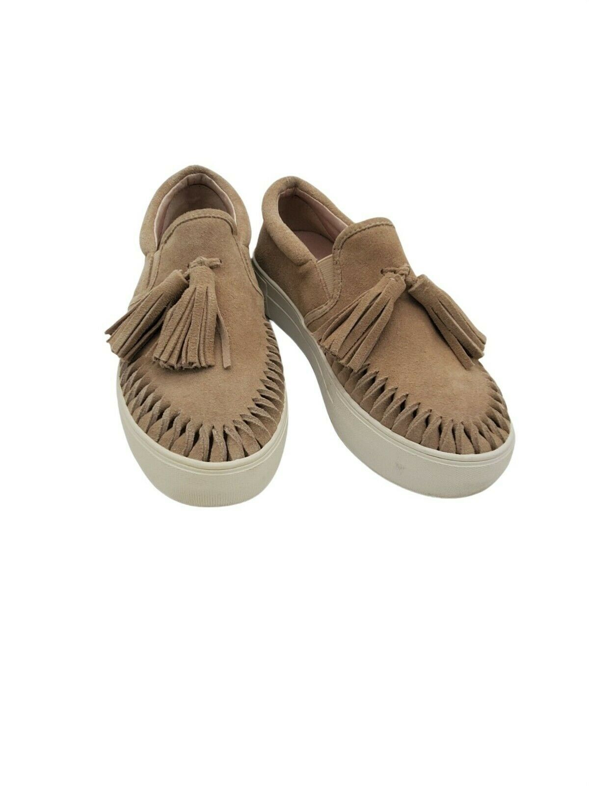 Primary image for J/Slides Shoes 6 Womens Tan Slip On Tassles Boho Round Toe Classic Casual Walkin